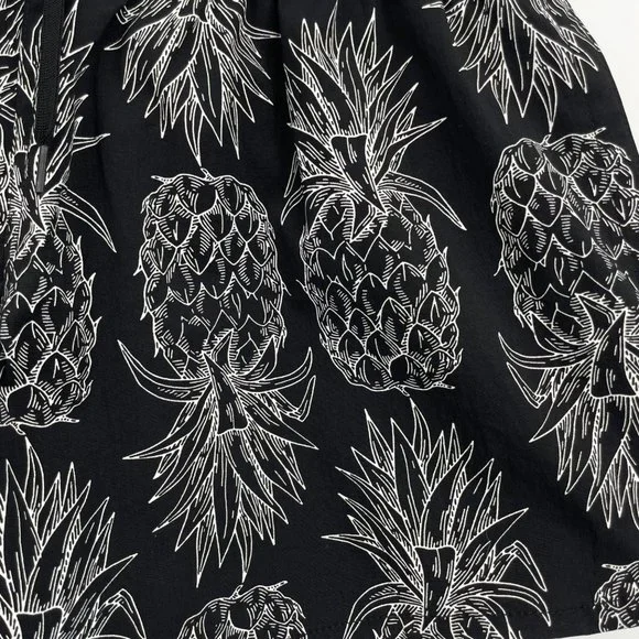 Lauren James Size Small Black White Pineapple Swim Shorts Drawstring Womens - Picture 2 of 6